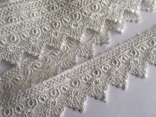 Load image into Gallery viewer, 1 yard IVORY Lace Trims 46mm Wide Embroidered Guipure Trimmings Cardmaking Wedding Home Decor Sewing Craft Projects