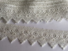 Load image into Gallery viewer, 1 yard IVORY Lace Trims 46mm Wide Embroidered Guipure Trimmings Cardmaking Wedding Home Decor Sewing Craft Projects