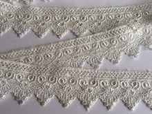 Load image into Gallery viewer, 1 yard IVORY Lace Trims 46mm Wide Embroidered Guipure Trimmings Cardmaking Wedding Home Decor Sewing Craft Projects