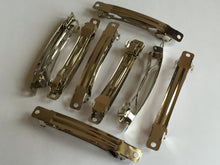 Load image into Gallery viewer, 10 20 Hair Clips French Barrette 80mm x 9mm Blank Silver Slides Pin Headband Designs Flowers Wedding Decorations Sewing Craft