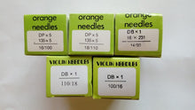 Load image into Gallery viewer, VIOLIN ORANGE 10pcs Quality Industrial Sewing Machine Needles 90/14 100/16 110/18 Round Head Silver