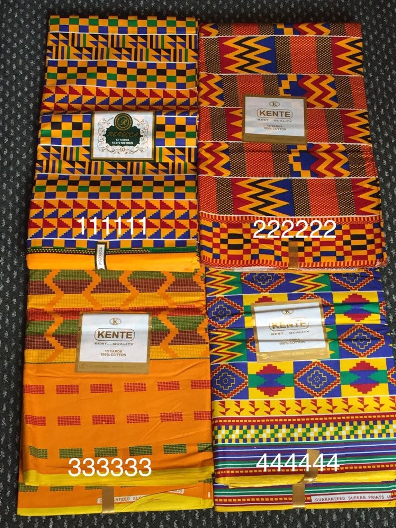 6 yards Lovely Beautiful African Kente Ankara Quality 100% Cotton Fabric Sold By 6 yards