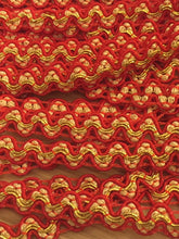 Load image into Gallery viewer, 1 yard RED GOLD Glitter Shine Quality Ric Rac Trim 10mm Wide Many Colours Zig Zag Braid Ricrac Trimming Rick Rack
