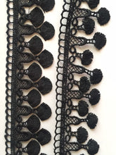 Load image into Gallery viewer, 1 yard BLACK Fray Lace Trims Bottom 46mm Top 49mm Wide Embroidered Guipure Trimmings Cardmaking Wedding Home Decor Sewing Craft Projects