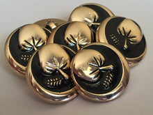 Load image into Gallery viewer, 10 20 LEAF BLACK GOLD Shank Buttons 22mm Wide Dresses Tops Coats Babies Blazers Shirt Sewing Craft