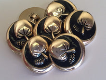 Load image into Gallery viewer, 10 20 LEAF BLACK GOLD Shank Buttons 22mm Wide Dresses Tops Coats Babies Blazers Shirt Sewing Craft