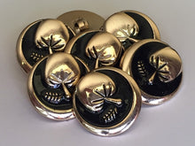 Load image into Gallery viewer, 10 20 LEAF BLACK GOLD Shank Buttons 22mm Wide Dresses Tops Coats Babies Blazers Shirt Sewing Craft