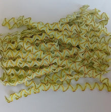 Load image into Gallery viewer, 1 yard LIME GREEN GOLD Glitter Shine Quality Ric Rac Trim 6mm Wide Many Colours Zig Zag Braid Ricrac Trimming Rick Rack