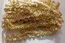 Load image into Gallery viewer, 1 yard LIME GREEN GOLD Glitter Shine Quality Ric Rac Trim 6mm Wide Many Colours Zig Zag Braid Ricrac Trimming Rick Rack