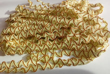 Load image into Gallery viewer, 1 yard LIME GREEN GOLD Glitter Shine Quality Ric Rac Trim 6mm Wide Many Colours Zig Zag Braid Ricrac Trimming Rick Rack
