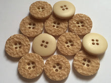 Load image into Gallery viewer, 10 20 LIGHT BROWN Rough Top 22mm Wide Quality Beautiful Buttons Jacket Shirt Sewing Craft 4 Holes