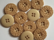 Load image into Gallery viewer, 10 20 LIGHT BROWN Rough Top 22mm Wide Quality Beautiful Buttons Jacket Shirt Sewing Craft 4 Holes