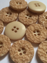 Load image into Gallery viewer, 10 20 LIGHT BROWN Rough Top 22mm Wide Quality Beautiful Buttons Jacket Shirt Sewing Craft 4 Holes