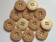 Load image into Gallery viewer, 10 20 LIGHT BROWN Rough Top 22mm Wide Quality Beautiful Buttons Jacket Shirt Sewing Craft 4 Holes