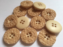Load image into Gallery viewer, 10 20 LIGHT BROWN Rough Top 22mm Wide Quality Beautiful Buttons Jacket Shirt Sewing Craft 4 Holes