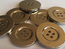 Load image into Gallery viewer, 5 10 SILVER 33mm Wide Flat Buttons 4 Holes Dresses Tops Coats Babies Blazers Shirt Sewing Craft