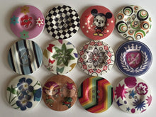 Load image into Gallery viewer, 3 5 10 Wooden Buttons 31mm Wide Sewing Craft 4 holes Flower Stripes Crown Check Toys Different Designs Pattern Colours