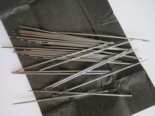 Load image into Gallery viewer, 25 50 100 200 MEDIUM Hand Sewing Needles Silver 66mm Long