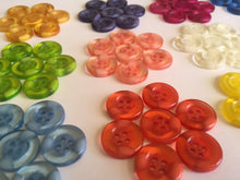 Load image into Gallery viewer, 10 20 Round Buttons 18mm for Sewing Craft Jacket Shirt Skirt Trousers Coat Many Colours 4 holes