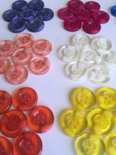 Load image into Gallery viewer, 10 20 Round Buttons 18mm for Sewing Craft Jacket Shirt Skirt Trousers Coat Many Colours 4 holes