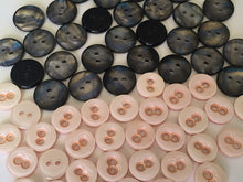 Load image into Gallery viewer, 20 BABY PINK Owl Eyes BLACK Pearl Like 13mm 15mm Wide Quality Beautiful Buttons Jacket Shirt Sewing Craft