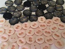 Load image into Gallery viewer, 20 BABY PINK Owl Eyes BLACK Pearl Like 13mm 15mm Wide Quality Beautiful Buttons Jacket Shirt Sewing Craft