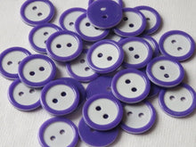 Load image into Gallery viewer, 10 20 40 PURPLE WHITE Quality Buttons Shirt Sewing Craft 16mm wide