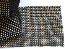 Load image into Gallery viewer, 24 Rows Silver Rhinestone Trims On Black 125mm Wide 1 yard Sewing Craft