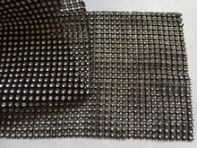 Load image into Gallery viewer, 24 Rows Silver Rhinestone Trims On Black 125mm Wide 1 yard Sewing Craft