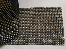Load image into Gallery viewer, 24 Rows Silver Rhinestone Trims On Black 125mm Wide 1 yard Sewing Craft