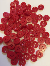 Load image into Gallery viewer, 50 100 RED Quality Buttons Shirt Sewing Craft 12mm Wide More Colours Also Available