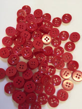 Load image into Gallery viewer, 50 100 RED Quality Buttons Shirt Sewing Craft 12mm Wide More Colours Also Available