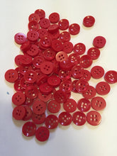 Load image into Gallery viewer, 50 100 RED Quality Buttons Shirt Sewing Craft 12mm Wide More Colours Also Available