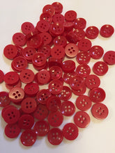 Load image into Gallery viewer, 50 100 RED Quality Buttons Shirt Sewing Craft 12mm Wide More Colours Also Available