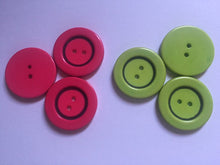 Load image into Gallery viewer, 5 LIME Green DEEP Pink 31mm Wide Beautiful Buttons for Sewing Craft Cards Coat Shirt Jacket