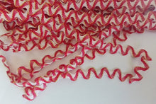 Load image into Gallery viewer, 1 yard RED WHITE GOLD Glitter Shine Quality Ric Rac Trim 10mm Wide Many Colours Zig Zag Braid Ricrac Trimming Rick Rack