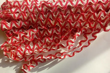 Load image into Gallery viewer, 1 yard RED WHITE GOLD Glitter Shine Quality Ric Rac Trim 10mm Wide Many Colours Zig Zag Braid Ricrac Trimming Rick Rack