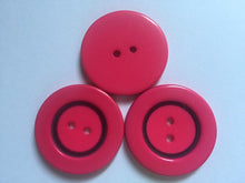 Load image into Gallery viewer, 5 LIME Green DEEP Pink 31mm Wide Beautiful Buttons for Sewing Craft Cards Coat Shirt Jacket