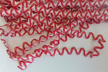 Load image into Gallery viewer, 1 yard RED WHITE GOLD Glitter Shine Quality Ric Rac Trim 10mm Wide Many Colours Zig Zag Braid Ricrac Trimming Rick Rack