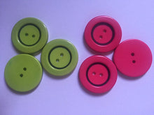 Load image into Gallery viewer, 5 LIME Green DEEP Pink 31mm Wide Beautiful Buttons for Sewing Craft Cards Coat Shirt Jacket