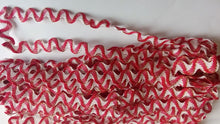 Load image into Gallery viewer, 1 yard RED WHITE GOLD Glitter Shine Quality Ric Rac Trim 10mm Wide Many Colours Zig Zag Braid Ricrac Trimming Rick Rack