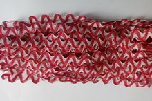 Load image into Gallery viewer, 1 yard RED WHITE GOLD Glitter Shine Quality Ric Rac Trim 10mm Wide Many Colours Zig Zag Braid Ricrac Trimming Rick Rack
