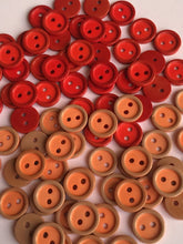 Load image into Gallery viewer, 20 40 RED ORANGE Quality Buttons 11mm Wide Tops Shirt Blouses Jumper Cardigan Babies Knit Crochet Doll House Sewing Craft