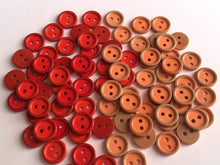 Load image into Gallery viewer, 20 40 RED ORANGE Quality Buttons 11mm Wide Tops Shirt Blouses Jumper Cardigan Babies Knit Crochet Doll House Sewing Craft