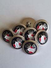 Load image into Gallery viewer, 10 20 CROWN BLACK SILVER 18mm Wide Shank Quality Buttons Dresses Tops Coats Babies Blazers Uniforms Shirt Sewing Craft