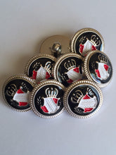 Load image into Gallery viewer, 10 20 CROWN BLACK SILVER 18mm Wide Shank Quality Buttons Dresses Tops Coats Babies Blazers Uniforms Shirt Sewing Craft