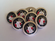 Load image into Gallery viewer, 10 20 CROWN BLACK SILVER 18mm Wide Shank Quality Buttons Dresses Tops Coats Babies Blazers Uniforms Shirt Sewing Craft