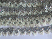 Load image into Gallery viewer, 1 yard SILVER SEQUIN Trims 38mm Metallic Braid Fringe Trimmings Sequins Scrapbooking Cardmaking Wedding Home Decor Sewing Craft Project