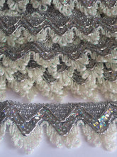 Load image into Gallery viewer, 1 yard SILVER SEQUIN Trims 38mm Metallic Braid Fringe Trimmings Sequins Scrapbooking Cardmaking Wedding Home Decor Sewing Craft Project