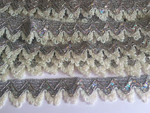 Load image into Gallery viewer, 1 yard SILVER SEQUIN Trims 38mm Metallic Braid Fringe Trimmings Sequins Scrapbooking Cardmaking Wedding Home Decor Sewing Craft Project